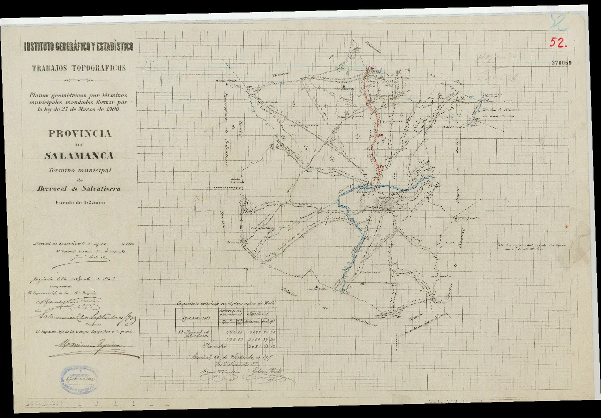 Reproducción completa del plano: Plano del término municipal de Berrocal de Salvatierra, 1903