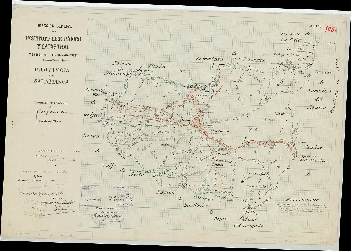Reproducción completa del plano: Plano del término municipal de Cespedosa de Tormes, 1945