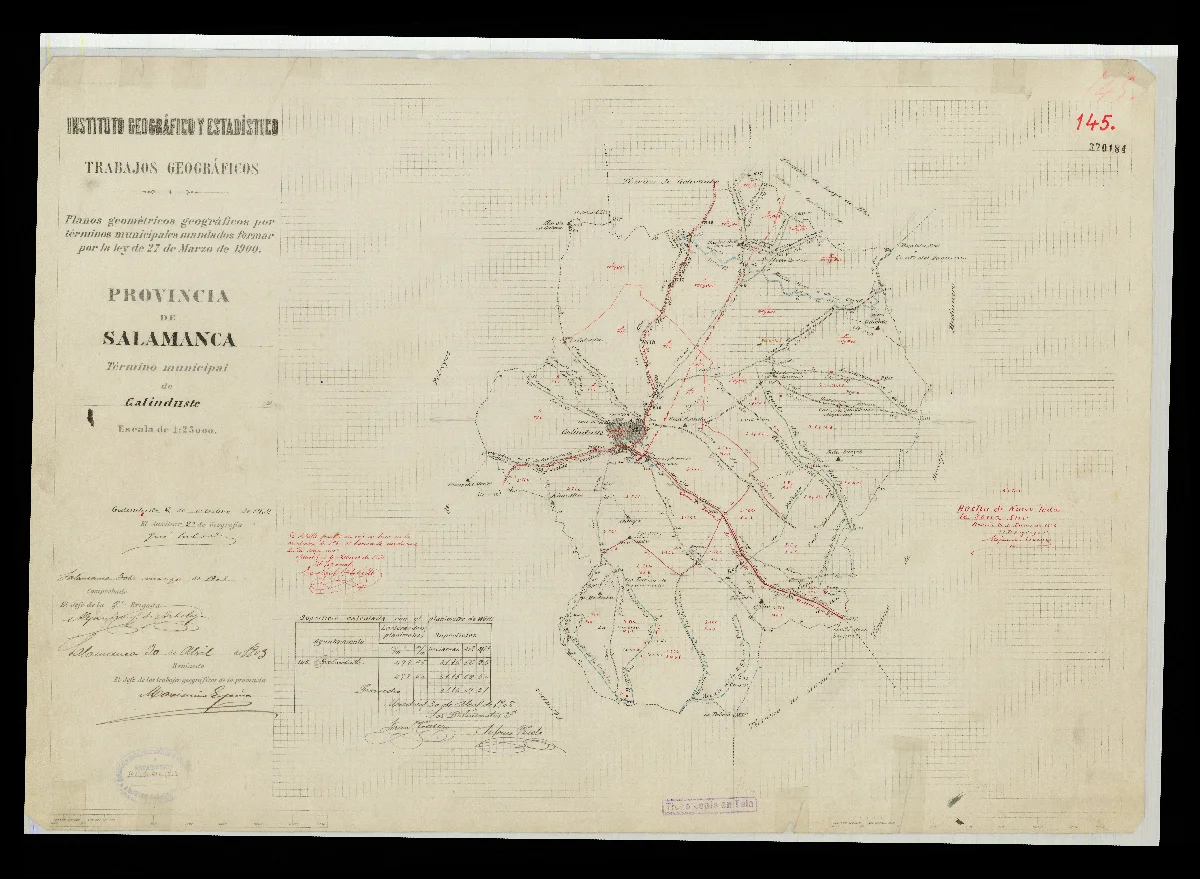 Reproducción completa del plano: Plano del término municipal de Galinduste, 1902