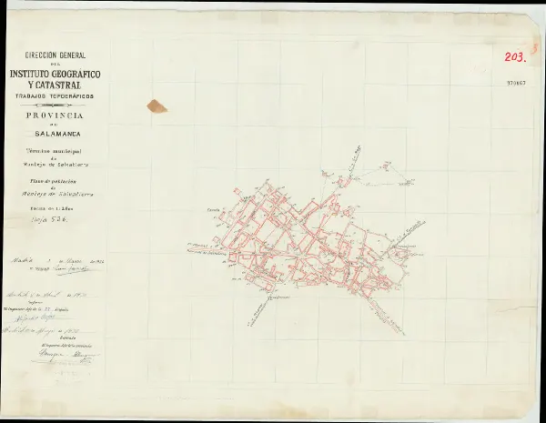 Vista general del mapa: Plano de población de Montejo de Salvatierra, 1936