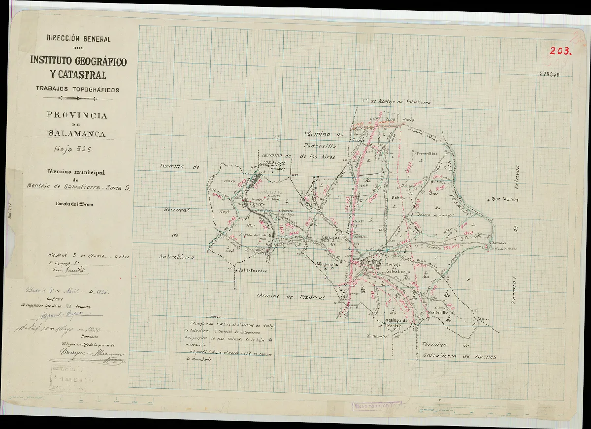 Reproducción completa del plano: Plano del término municipal de Montejo, 1936