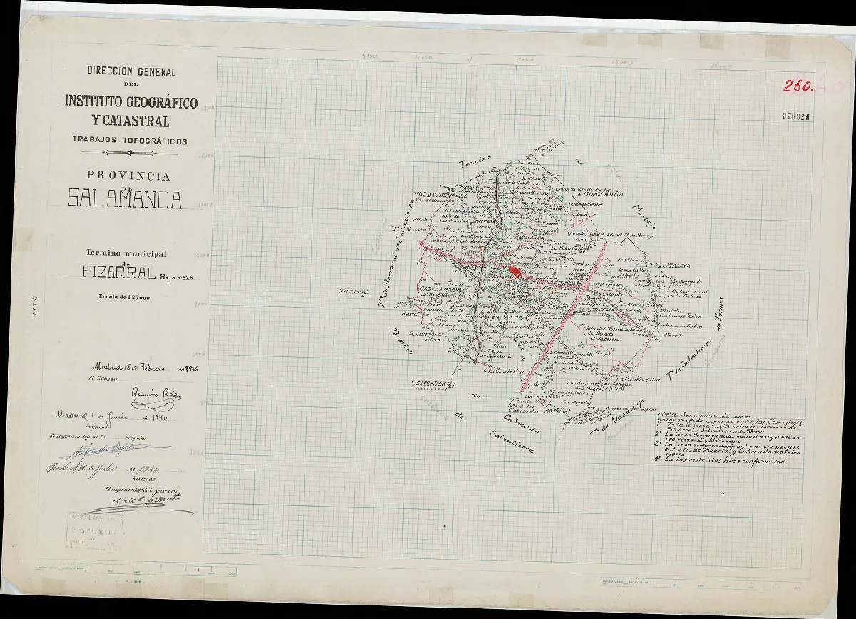 Reproducción completa del plano: Plano del término municipal de Pizarral, 1936