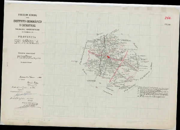 Vista general del mapa: Plano del término municipal de Pizarral, 1936